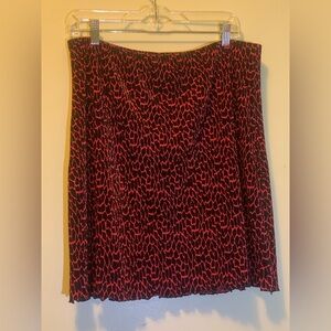 Fashion Bug Vibrant Red and Black Patterned A-Line Skirt
